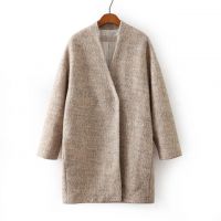 2014秋冬新款純色寬松長(zhǎng)款毛呢大衣 郭娜女式羊絨風(fēng)衣外套女