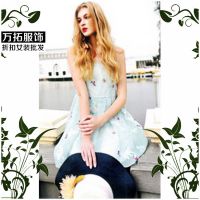 欧洲站夏季新款提花时尚雪纺连衣裙一手货源品牌女装库存折扣批发