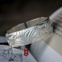 白夫人 文藝小清新 首飾 足銀 99純銀手鐲 純手工 浮雕 四君子