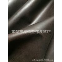 【金鳳皮革】黑咖啡色頭層油臘瘋馬復(fù)古牛皮 1.8-2.0厚 皮型好