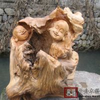 【小舟木艺】 天然香樟木雕弥勒工艺品***家居摆件 根雕***佛像