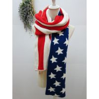 2014秋冬新款外贸条纹五角星双层毛线围巾加厚保暖围脖 情侣围巾