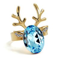 廠家直銷迷你可愛小麋鹿鹿戒指 小鹿吉祥指環(huán)批發(fā) 奧地利水晶戒指