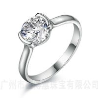 纯银首饰批发925银镶钻戒指纯银戒指定做求婚钻戒