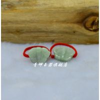 青坤玉器 天然翡翠a货缅甸玉石戒指豆色冰种玉戒蝴蝶手工戒面批发