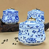 中号陶瓷罐 陶瓷茶叶罐 青花如意瓷 普洱茶叶罐LOGO定做厂家直销