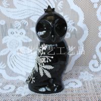 外贸工艺品批发 树脂动物摆件欧式花园婚庆居家装饰品 黑色猫头鹰