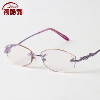 水晶鉆石切邊老花眼鏡品牌***超輕女款抗疲勞防藍(lán)光無框老花鏡