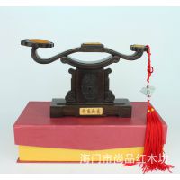 黑紫檀镶黄杨如意 红木摆件 木质木雕工艺品厂家直销加工定制
