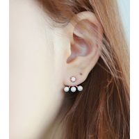 韩国进口饰品 三颗珍珠后挂式多用耳钉耳环无耳洞耳夹 发饰包邮