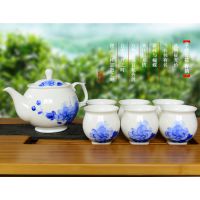 景德镇青花 手绘青花-春韵 陶瓷茶具套装*** 双层保温隔热 骨瓷茶具正品