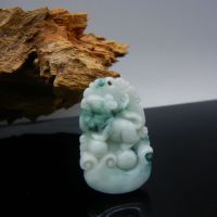 缅甸翡翠玉器飘蓝花生肖鼠吊坠 翡翠玉石生肖挂件批发88001688