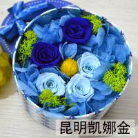 新奇创意生日七夕情人节礼物 永生花保鲜花礼盒 一件代发蓝色情调