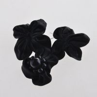 特种花边 黑色烫钻小花黑色花边服饰辅料