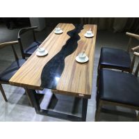 现代中式风格天然实木胡桃木玻璃款办公桌餐桌书桌烘干料160-70