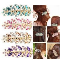 一個(gè)起批 2015新款韓版水晶樹(shù)葉形發(fā)夾 卡片包裝多色發(fā)扣  A4R9C