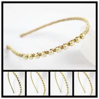 日韓時尚發(fā)飾頭飾品批發(fā) 純手工制作韓版緞帶纏繞珍珠發(fā)箍頭箍