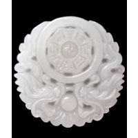 厂家直销 天然a货白玉阿富汗双龙八卦玉牌 玉石吊坠 玉器挂件批发