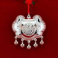 【阿甘】廠家新品上市 福字足銀大號(hào)銀鎖兒童平安禮物