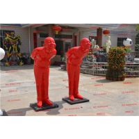 笑脸鞠躬迎宾人物造型雕塑酒店大门装饰摆设