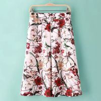 2015春季新款 歐美女裝 數(shù)碼印花氣質(zhì)中長(zhǎng)裙口袋后拉鏈半身裙 OZZ