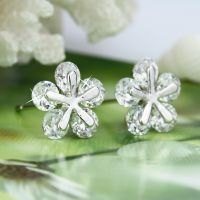 新款时尚锆石雪花耳钉 ***饰品 厂家直批 ***耳饰 925纯银