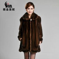 2014新款进口水貂皮大衣 女中长款 整貂皮草外套裘皮弯衫***包邮