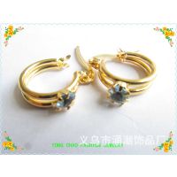 【義烏耳飾批發(fā)】 時(shí)尚韓版OL氣質(zhì)雙圈耳飾品 鑲鉆耳扣 外貿(mào)出口