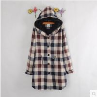 2015年秋冬裝新款 韓版時(shí)尚休閑中長款格子假兩件單排扣風(fēng)衣外套