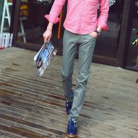 2015春夏新款棉麻男士修身休閑褲小直腳哈倫褲長(zhǎng)褲潮 男褲子