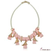 N1687欧美时尚喇叭花多圈圈中长款项链耳环两件套 外贸原单套装