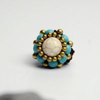 泰国蜡绳编织饰品戒指 复古白松石原创泰饰手工民族饰品批发s0132