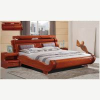 厂家新款直销 榻榻米床 简约现代实木床 双人超大床 皮靠背床