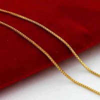 纯黄铜镀金首饰 真空镀24K金女式项链 百搭盒子链 欧币项链 女链