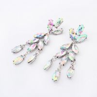 歐美飾品批發(fā) 歐美時(shí)尚***水晶樹(shù)葉耳環(huán) 新款亮色耳釘