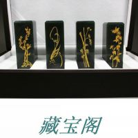 新疆和田玉青玉梅兰竹菊印章  玉石印章批发