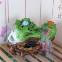 树脂玉白菜摆件大号***如意家居装饰品***轮流水喷泉客厅加湿器