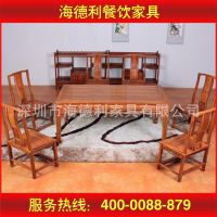 中式原色桦木餐桌椅组合 中餐厅饭店多用***桦木餐桌椅 优质品