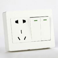 直銷天正電工墻壁開關(guān) 明裝 二位雙控帶五孔插座 M3-45