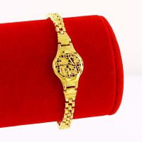 黃銅鍍24K黃金福字手表鏈 歐幣飾品批發(fā) 女