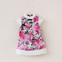 8012新年装 女童 冬装夹棉毛领背心裙 儿童唐装 旗袍F1211-55