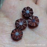 【檀之香】印度小叶紫檀雕件 手工雕刻八卦花形小配件DIY水晶手链