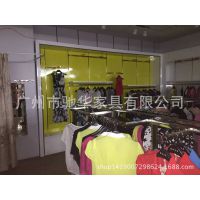 广州服装店展示架设计 玫瑰金女装展柜 木质烤漆中岛架