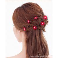 韓國頭飾時尚鑲鉆花朵U型發(fā)簪專業(yè)批發(fā)新娘盤發(fā)***兒童發(fā)飾混批