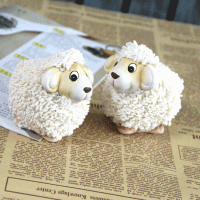 新款精品zakka杂货 陶艺毛绒小羊儿童房摆设  陶瓷工艺品摆件