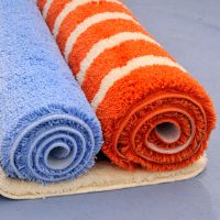 厕所卫生间弹力丝长条地毯门垫卫浴粉色纯色毛防滑地垫