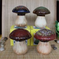 现货供应  四色混装 09149窑变釉蘑菇 户外摆件 陶瓷工艺品