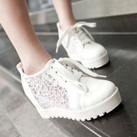 2015新款夏季松糕跟透氣單鞋高幫鞋韓版女鞋網(wǎng)紗鏤空蕾絲女鞋