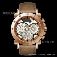 手表生产厂家直接供应***石英机三眼假六针***时装手表