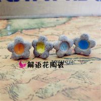 景德镇陶瓷***猫 陶瓷手绘耳钉 卡通耳钉 陶泥小花耳钉